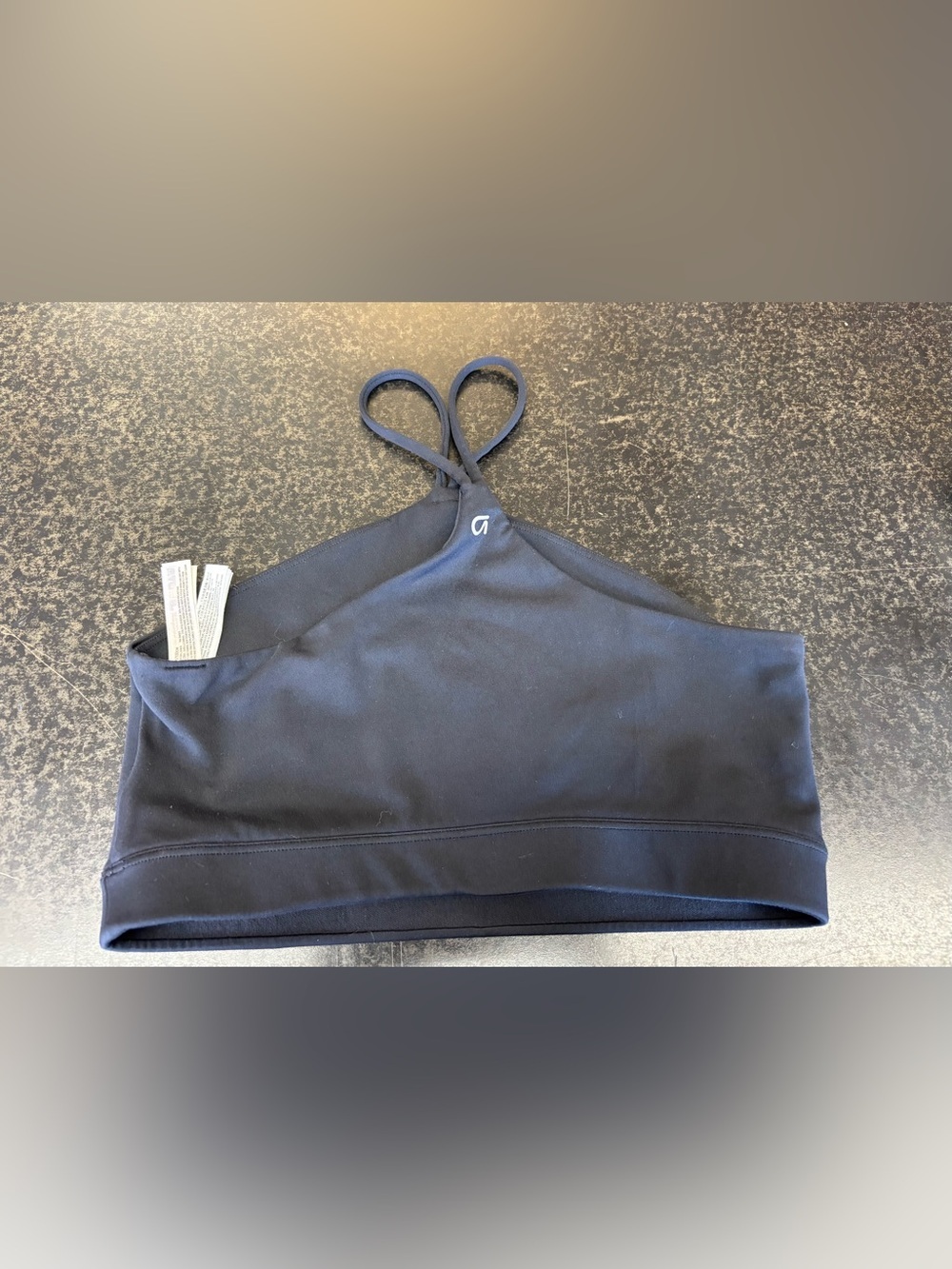 GapFit Eclipse One-Shoulder Sports Bra Black Women’s Medium Low Impact Yoga Athl - Picture 2 of 7